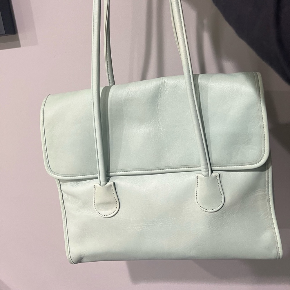 Vintage Coach Aqua Shopper Flap Tote